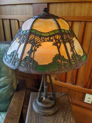 Handel Tree Section Table Lamp,  Mission,  Arts And Crafts
