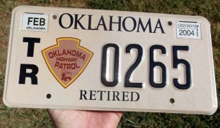 Vintage 2004 Oklahoma Highway Patrol License Plate State Trooper Retired