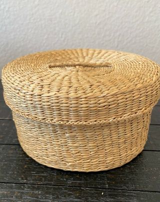 Small Handwoven Basket With Lid