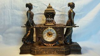 Antique Look Sexy Women Carrying Urn Onthe Litter Mantel Clock Ship Immediatel