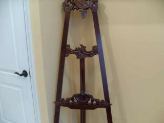 Vintage Floor Easel Mahogany Wood,  74 Inches Tall Very Ornate