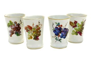 4 Meissen Germany Hand Painted Porcelain Tumbler Cups,  Grapes