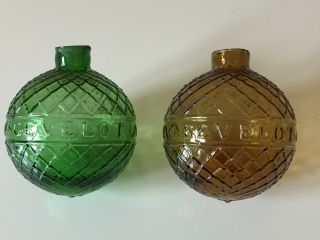 Antique Green And Brown Glass Target Balls Gevelot Paris