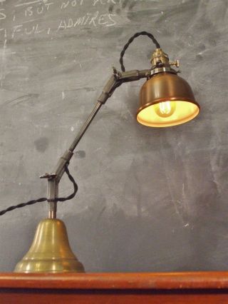 Vintage Industrial Desk Lamp - Machine Age Task Light - Cast Iron - Steampunk