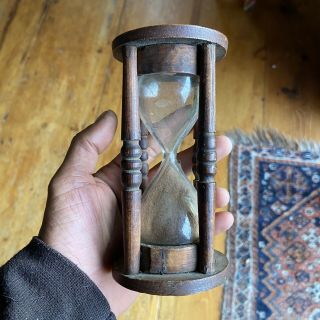 Antique Walnut Welsh Hourglass Hour Glass