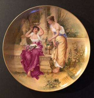Antique Royal Vienna Hand Painted Large Plate 11 1/2 " D,  Signed W.  Pfohl