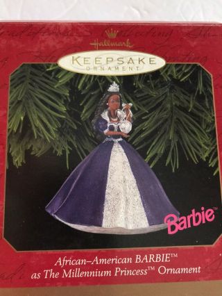 African - American The Millennium Princess Barbie Mib Hallmark Christmas Ornament