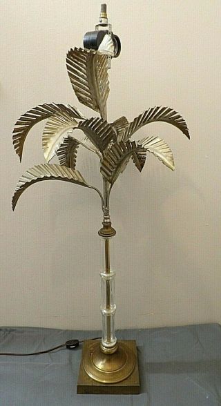 Vintage Chapman Lamp Hollywood West Palm Beach Palm Tree Glass Brass 31 " X13