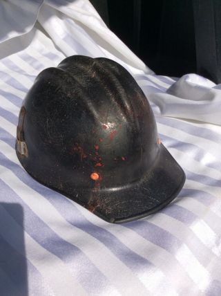 Vintage Bullard Hard Boiled Fiberglass Black Safety Hard Hat Suspension Usa 502