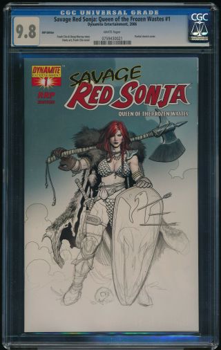 Cgc 9.  8 Red Sonja: Queen Of The Frozen Wastes 1 Frank Cho Partial Sketch Rrp