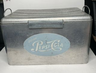 Vintage Cronstroms Metal Pepsi Cola Cooler 1950 