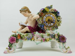 Antique Decorative Meissen Porcelain Clock (big Size)