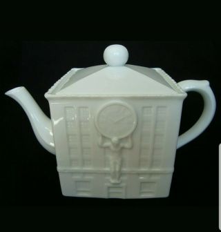 Tiffany & Co.  Art Deco 550 Broadway Building Atlas Clock White Porcelain Teapot