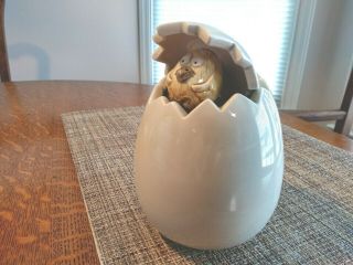 Vintage Fitz And Floyd Egg With Chick,  1977,  5.  50 " H,  4 " W