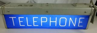 Vintage Western Electric Lighted 2 Sided Telephone Booth Sign 19 " Man Cave Decor