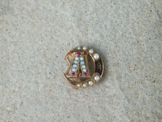 Vintage 10k Gold Lambda Chi Fraternity Pin W/gems