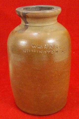 Rare Antique Stoneware Oyster Jar Signed Wm.  Hare Wilmington,  Delaware