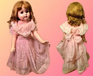 American Doll & Toy Corp 1960 Vintage 30” Toodles Playpal W Organza Party Dress