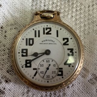 Vintage Hamilton Railway Special Gold Filled Pocket Watch Grade 992b