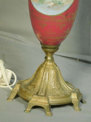 Antique Royal Vienna Porcelain Style Bronze Vase Urn Lamp Ormolu French Vintage 2
