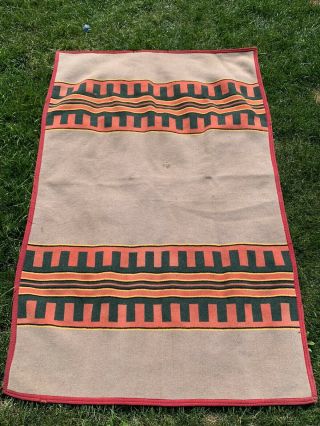Vtg Unknown Wool Striped Indian Pendleton Beacon Camp Blanket 71x46