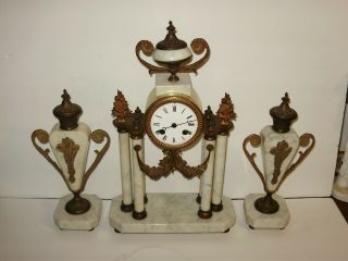 Vintage 3 Piece French Clock & Garniture Set