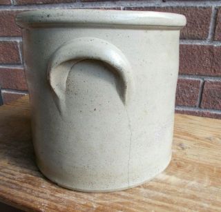 Antique 1 gallon stoneware crock blue decoration 3
