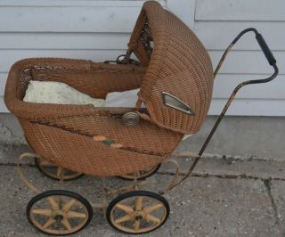 Vintage Baby Doll Stroller Pram Carriage Buggy Wicker