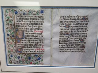 15th Century Medieval Book of Hours Conjugate Leaf Framed c.  1450 - 1475 2