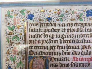 15th Century Medieval Book of Hours Conjugate Leaf Framed c.  1450 - 1475 3