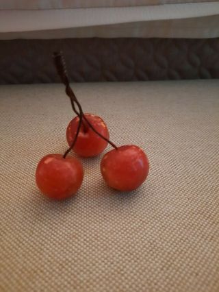 Vintage Stone Alabaster Fruit Cherries