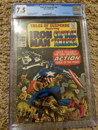 Tales Of Suspense 86 Cgc 7.  5 Marvel 1967 Iron Man Captain America S.  Lee/ Kirby