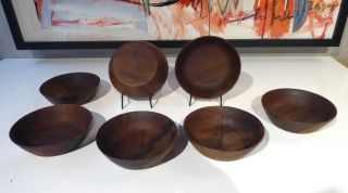 Bob Stocksdale Hand Carved And Signed California Black Walnut Bowls 1970s