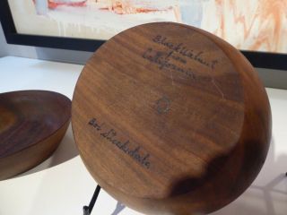 Bob Stocksdale Hand Carved and Signed California Black Walnut Bowls 1970s 2