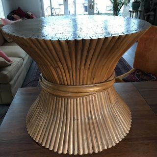 Vintage Mid Century Modern Mcguire Style Sheaf Of Bamboo End Table Frankl Era
