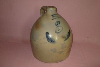 Antique 19th C Stoneware Decorated Aj Butler Brunswick Nj 3 Gallon Jug 13 "