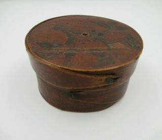 Small 19th C Wood Pantry Box Spice Box Red Paint W/ 2 Tapered Fingers Sq Tacks