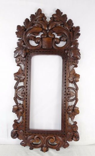 Antique French Hand Carved Oak Wood Openwork Panel/frame - Black Forest Mirror