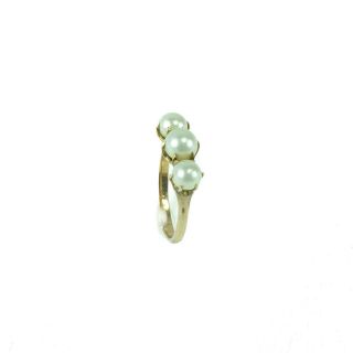 Vintage 14kt Gold Ring with Three Natural Pearls 2