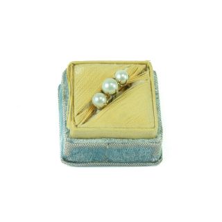 Vintage 14kt Gold Ring with Three Natural Pearls 3