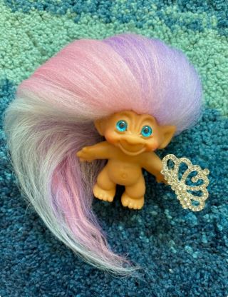 Vintage 1960’s Dam Troll Doll - Pastel Icelandic Wool Hair/ Mohair And.