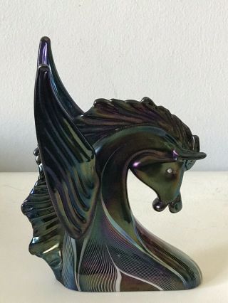 Vintage Stuart Abelman Flying Horse Glass Sculpture - Signed - Modern Art Murano