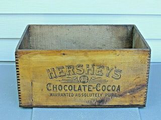 Vintage Wooden " Hershey’s Chocolate Cocoa " Crate Box Advertising Dovetail Candy