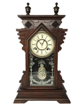 Unusual Antique Ansonia 8 Day American Strike Shelf Clock