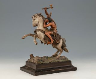 Franz Xaver Bergmann - Antique Viennese Bronze - Indian On Horse