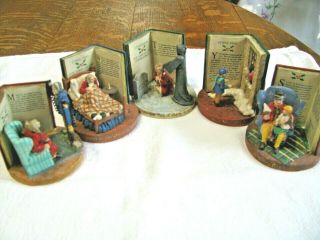 Vintage Russ Berrie Figurines - A Christmas Carol - Stave 1,  2,  4,  5,  & Last - 3 Miss