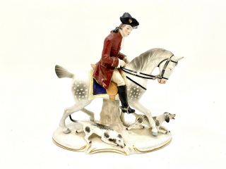 Sitzendorf,  Germany Porcelian Figurine Soldier On Horse