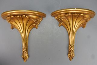 Set Of (2) Of Antique Intricate Gilt Wood And Gesso Shelves 11 Inches