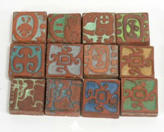 12 Batchelder Tile Co Los Angeles California Arts & Crafts Pottery Mayan Design