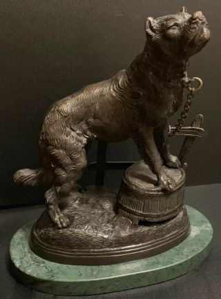 Victorian Bronze Staffordshire Bull Dog Pitbull Statue Signed Charles Valton